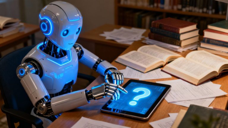 AI robot helping with homework and studying.