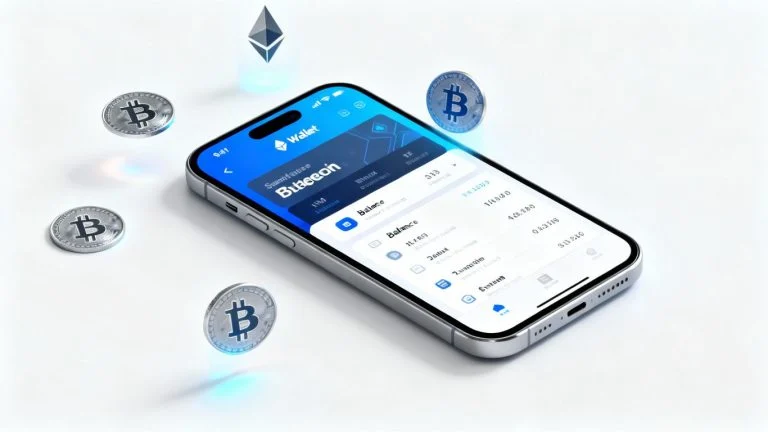 Android crypto wallet app on a smartphone.