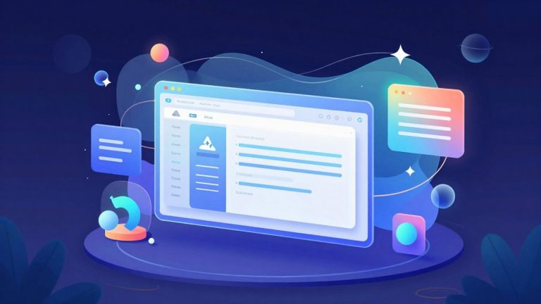 AI website builder interface with abstract design elements.