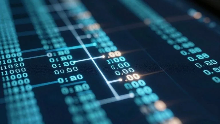 Blockchain transaction details visualized digitally.