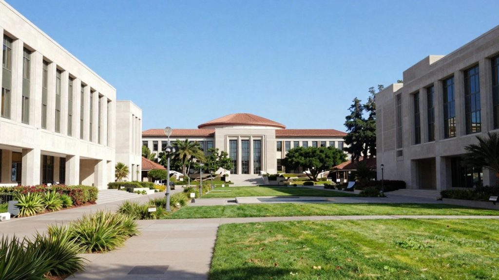 California Institute of Technology campus buildings and greenery.