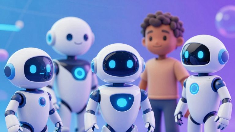 AI chatbots interacting in a digital space.