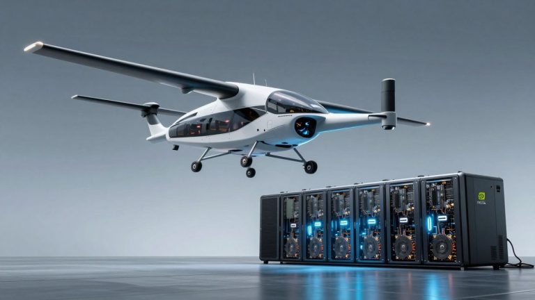 Archer electric aircraft near NVIDIA supercomputer.