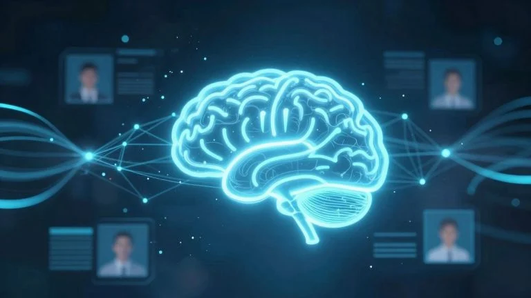 AI brain analyzing user data for safety.