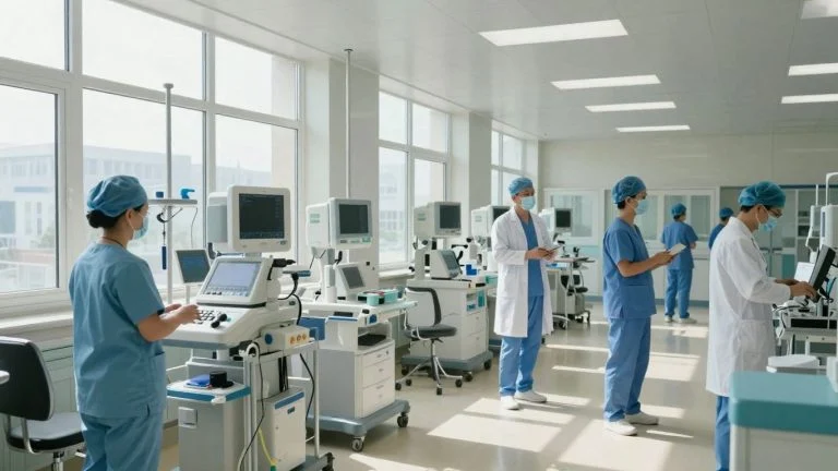Medical professionals in a modern hospital setting.
