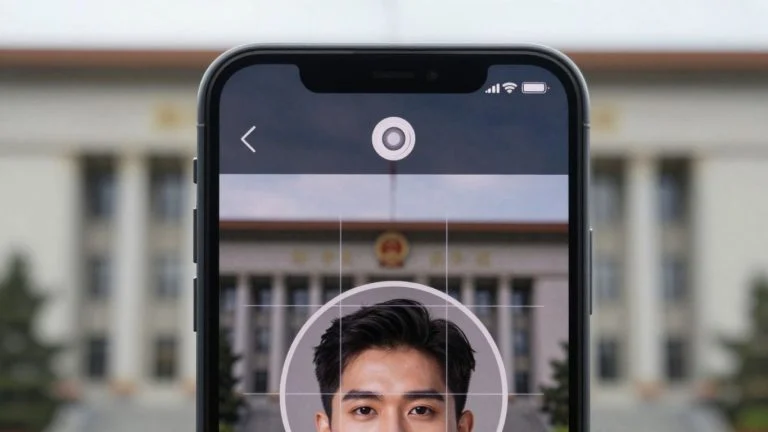 Facial recognition app on a smartphone screen.