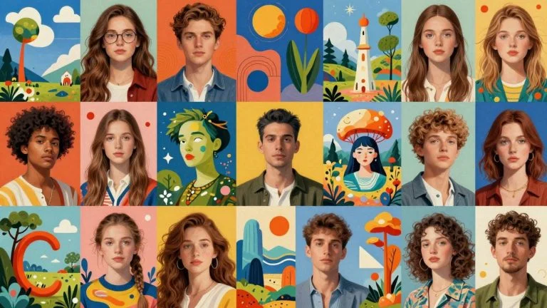 Collage of diverse AI-generated images
