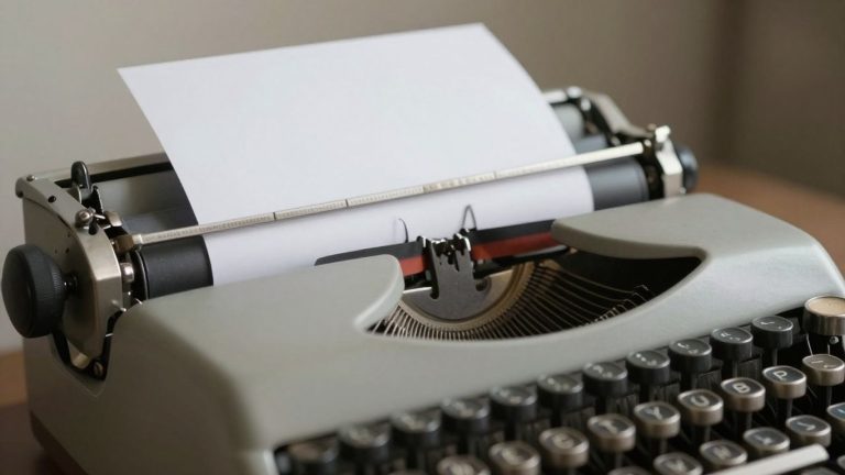 Vintage typewriter with paper