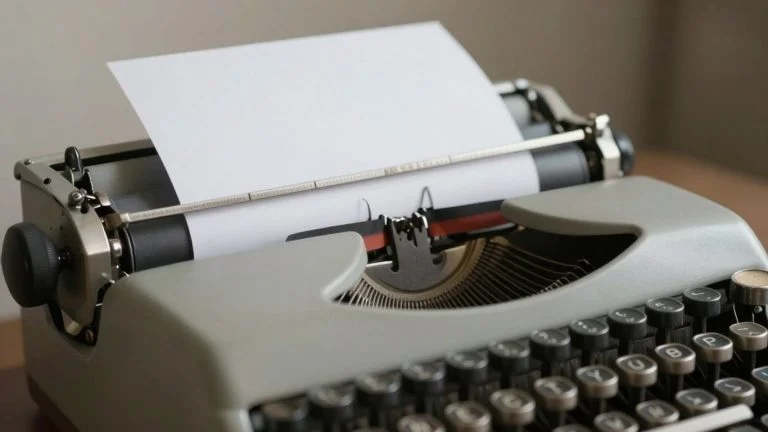 Vintage typewriter with paper