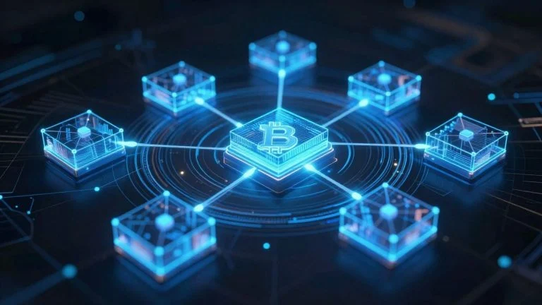 Blockchain network symbolizing business growth and potential.