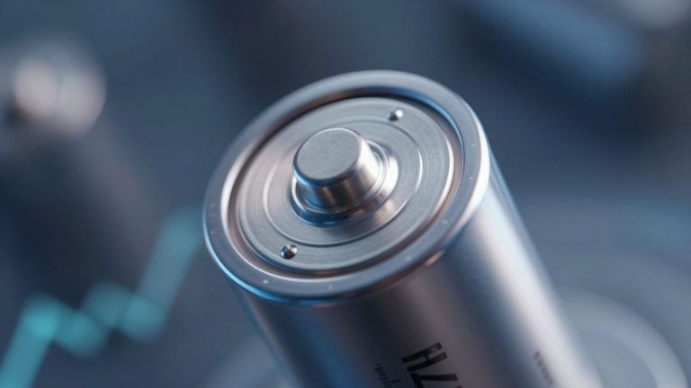 Advanced battery cell with glowing core.