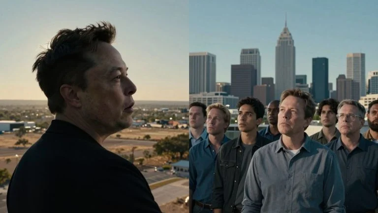 Elon Musk and hesitant engineers facing relocation to Texas.