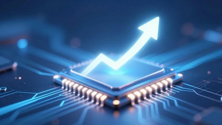 Semiconductor chip with upward trajectory