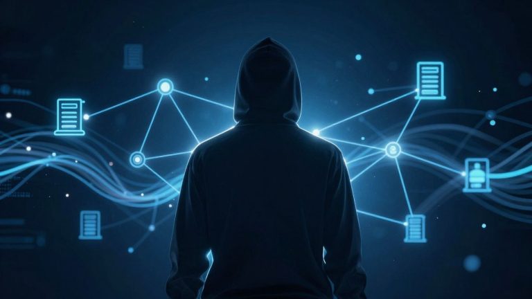 Digital surveillance network tracking an individual.