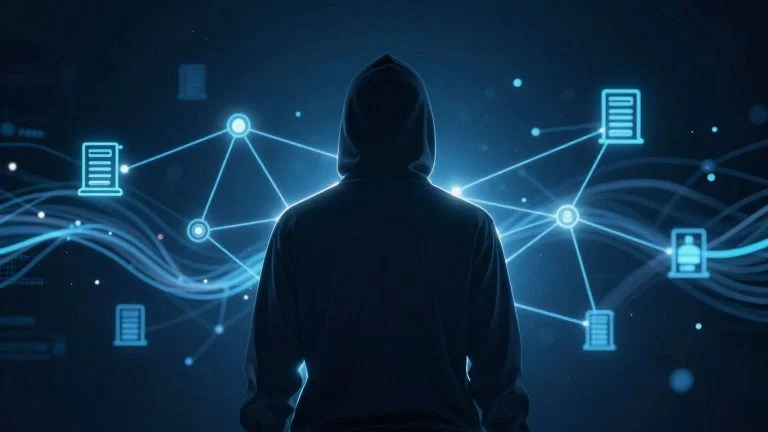 Digital surveillance network tracking an individual.