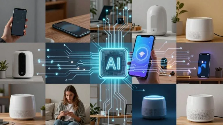 AI and everyday technology integrated visually.