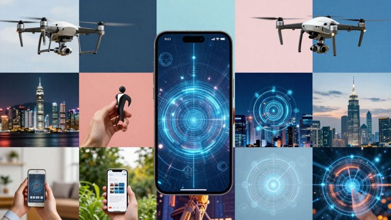 Collage of modern technologies impacting the world.