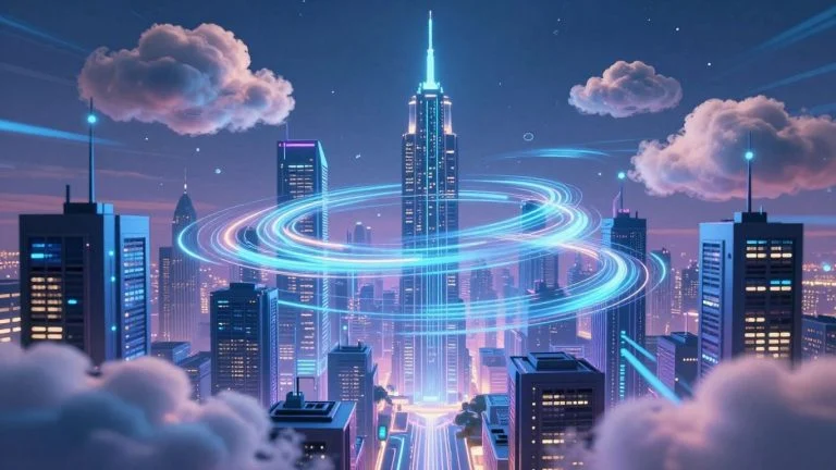 Futuristic cloud computing technology illustration