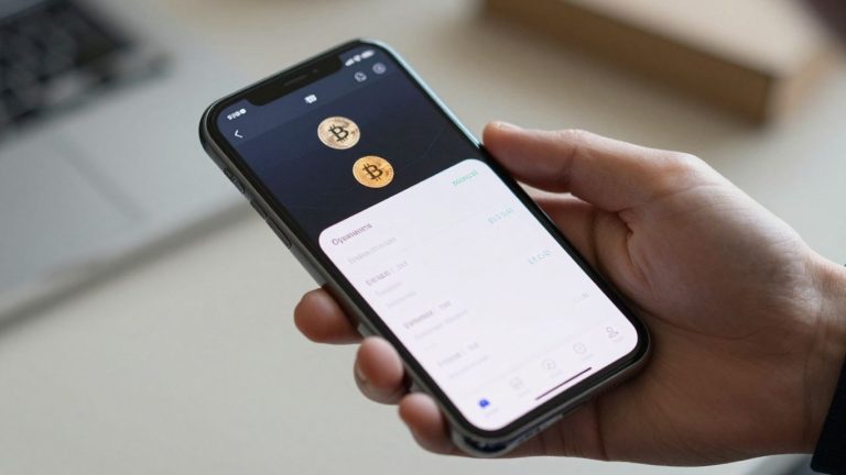 Checking crypto wallet balance on a smartphone.