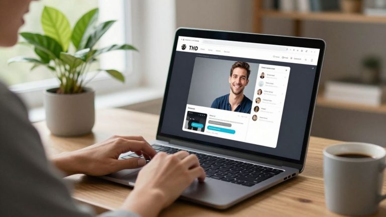 Person chatting on laptop for instant AI support