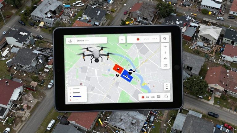 Drone assessing weather damage in Kansas City.