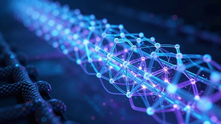 Carbon nanotubes glowing with futuristic energy.