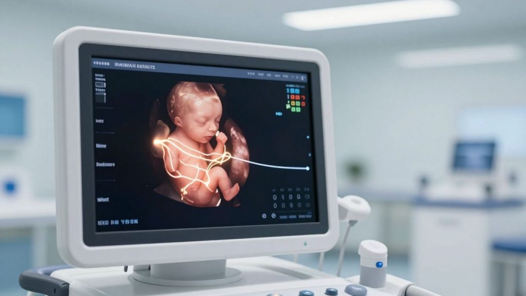 Ultrasound AI predicting baby's delivery date.
