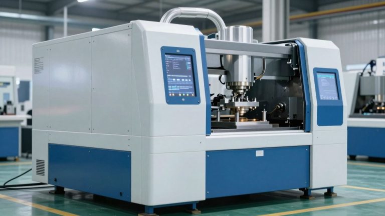 Modern aluminum press machine in a factory.