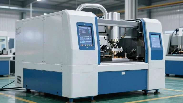 Modern aluminum press machine in a factory.