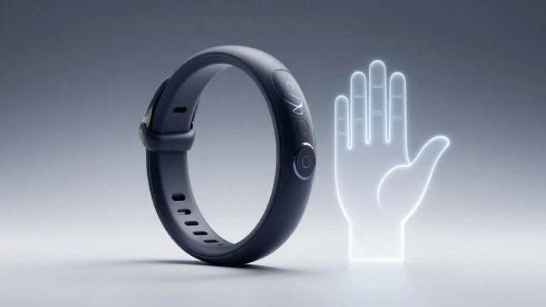 Oura Ring and abstract hand gesture visualization.