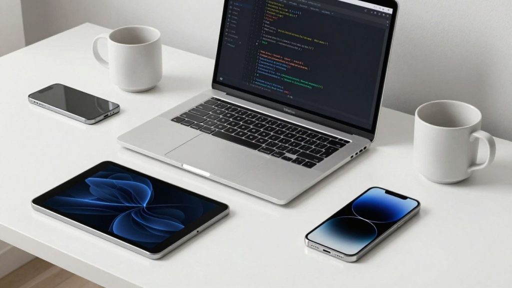 Modern technology tools on a desk.