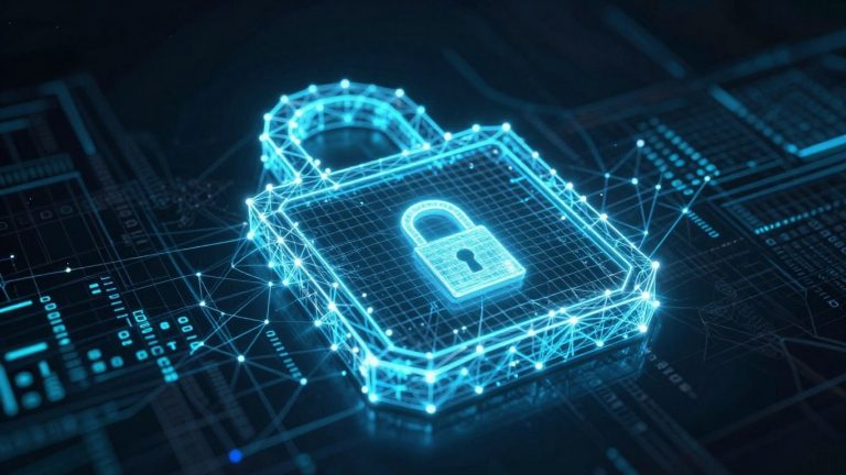 Cybersecurity and blockchain protecting digital assets.