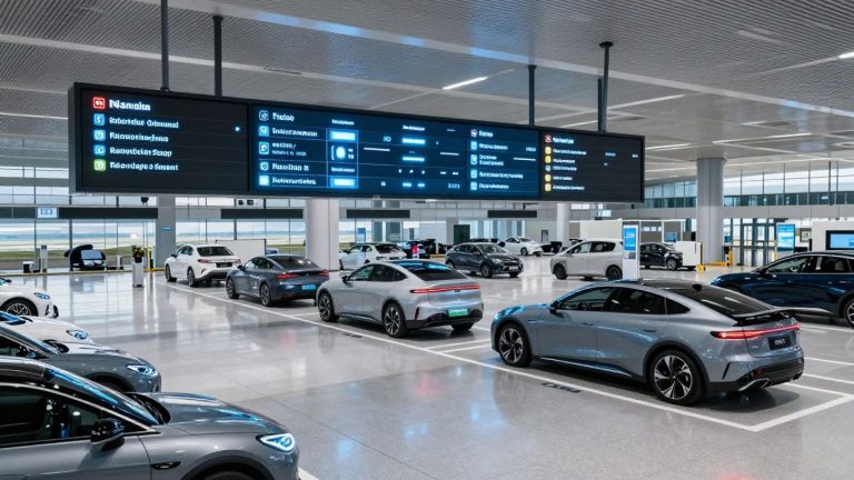 Airport parking lot with AI technology