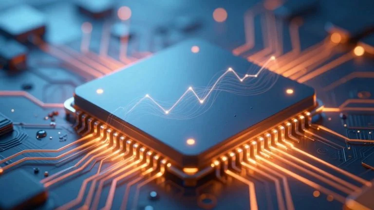 Micron Technology chip with wave pattern, AI growth
